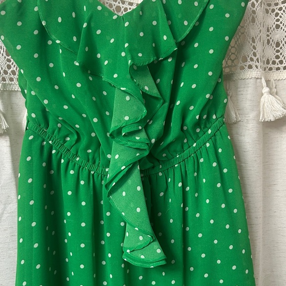 Ya Los Angeles Green Polka Dot Ruffle Mini Dress - Picture 5 of 5